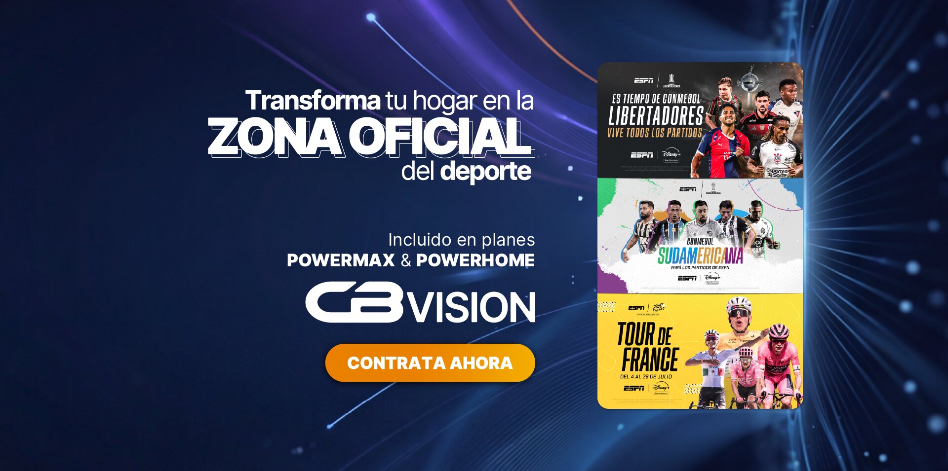 Zona oficial del deporte incluida en los planes Power Max y Power Home de CBVision